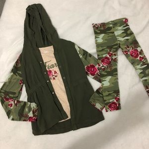 Army/floral 3 pieces set for girls